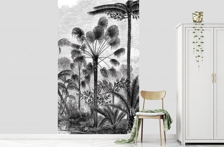 Papel pintado grabado de palmeras